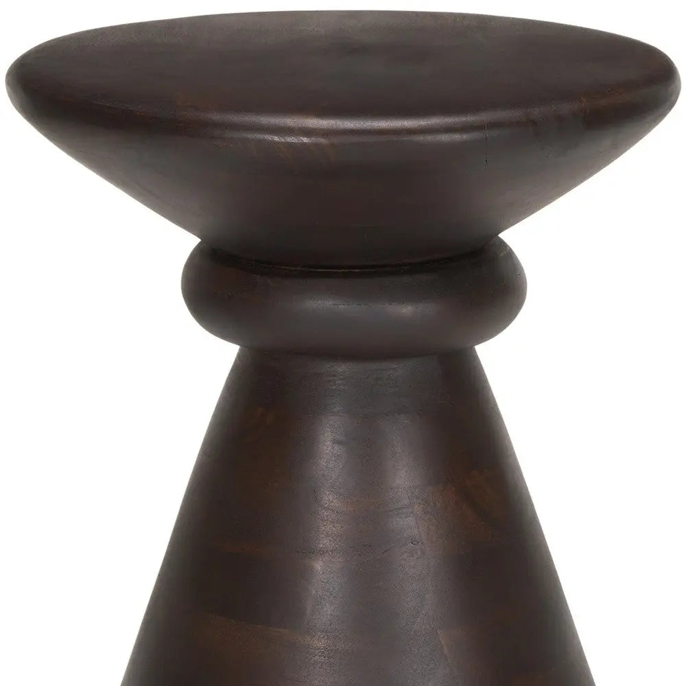 18" Dark Brown Solid Wood Round Pedestal End Table Homeroots Living Room