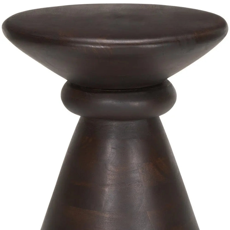 18" Dark Brown Solid Wood Round Pedestal End Table Homeroots Living Room