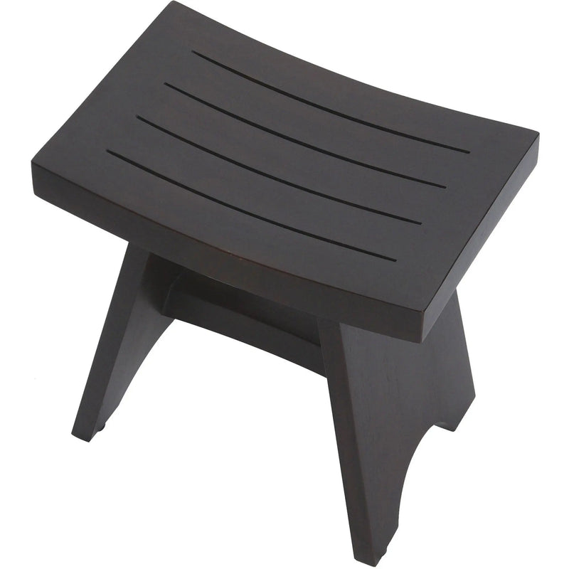 18" Dark Brown Teak Rectangular Shower Bench Homeroots Bed & Bath