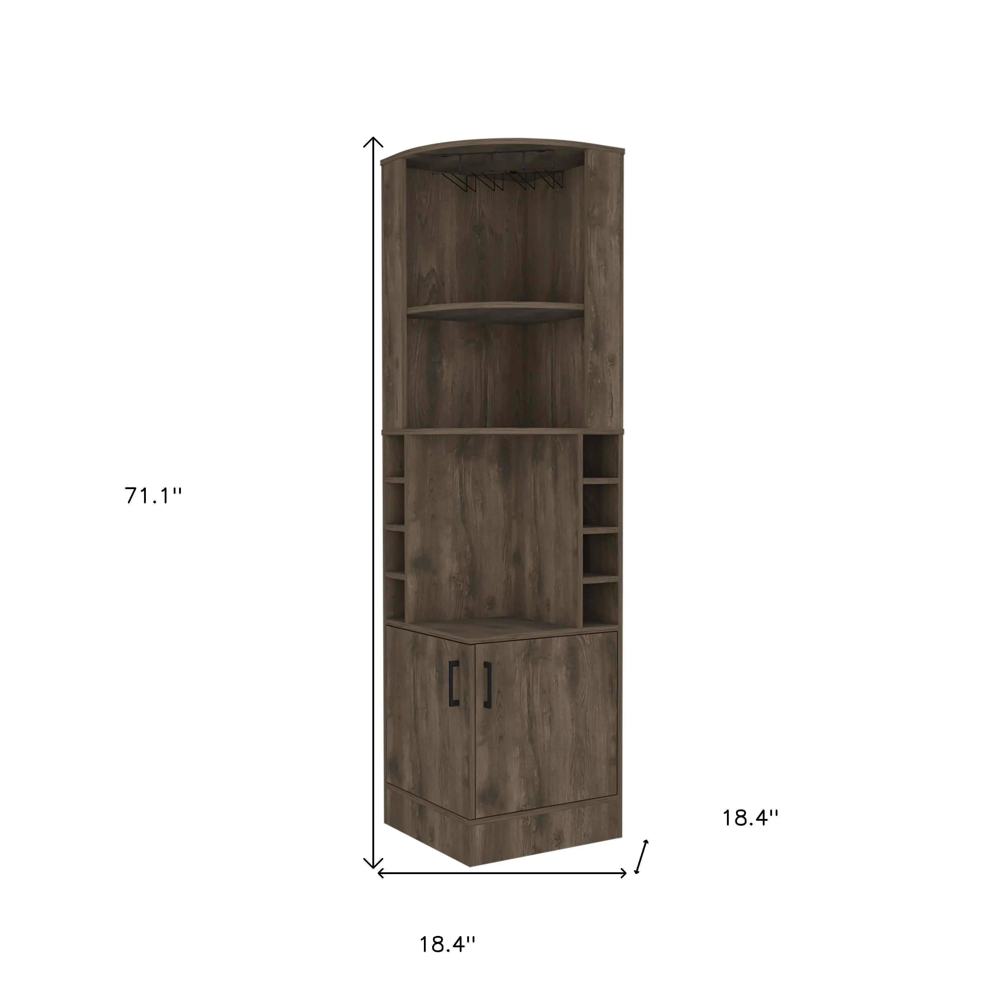 18" Dark Brown Wood Corner Bar Cabinet With Two Doors Homeroots Kitchen & Dining