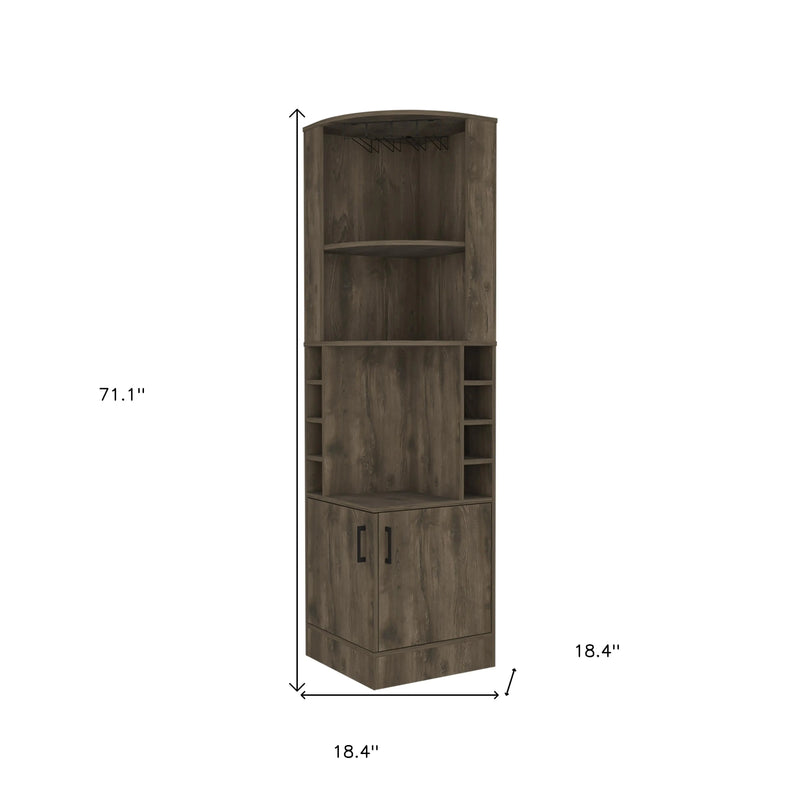 18" Dark Brown Wood Corner Bar Cabinet With Two Doors Homeroots Kitchen & Dining