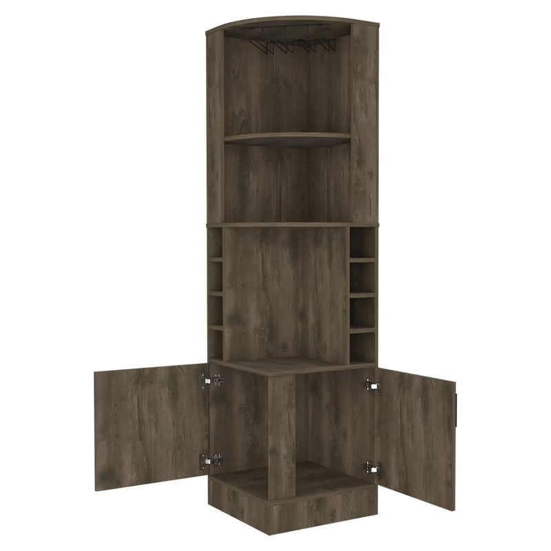 18" Dark Brown Wood Corner Bar Cabinet With Two Doors Homeroots Kitchen & Dining