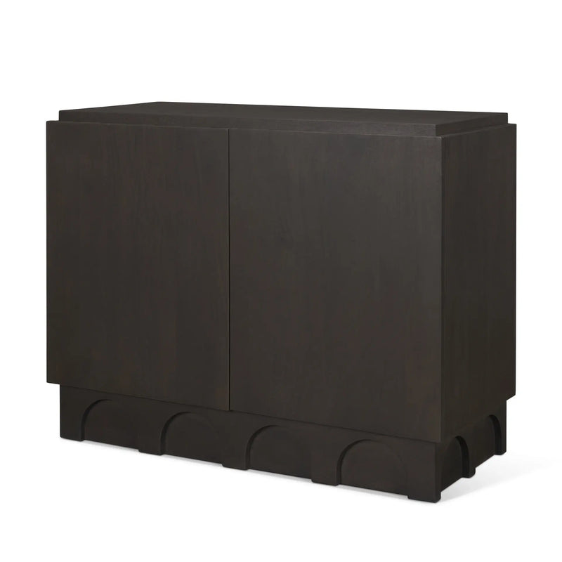 18" Dark Brown and Brown Solid Wood Accent Cabinet With Two Doors Homeroots Kitchen & Dining