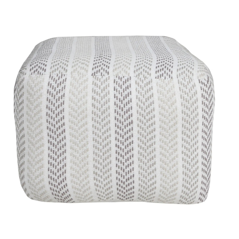 18" Gray And White Cotton Chevron Pouf Ottoman Homeroots Living Room