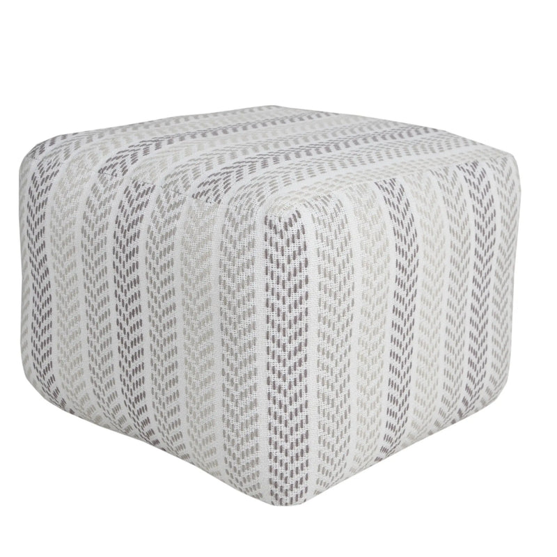 18" Gray And White Cotton Chevron Pouf Ottoman Homeroots Living Room