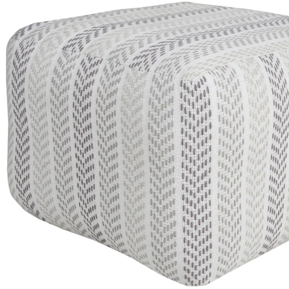 18" Gray And White Cotton Chevron Pouf Ottoman Homeroots Living Room