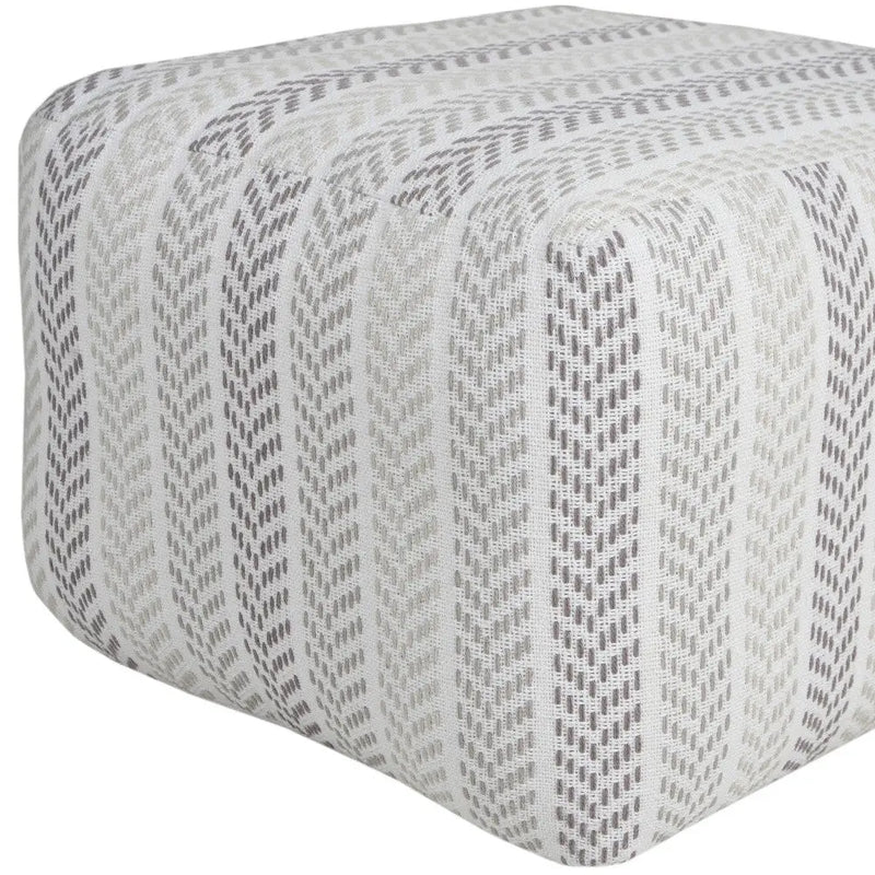 18" Gray And White Cotton Chevron Pouf Ottoman Homeroots Living Room