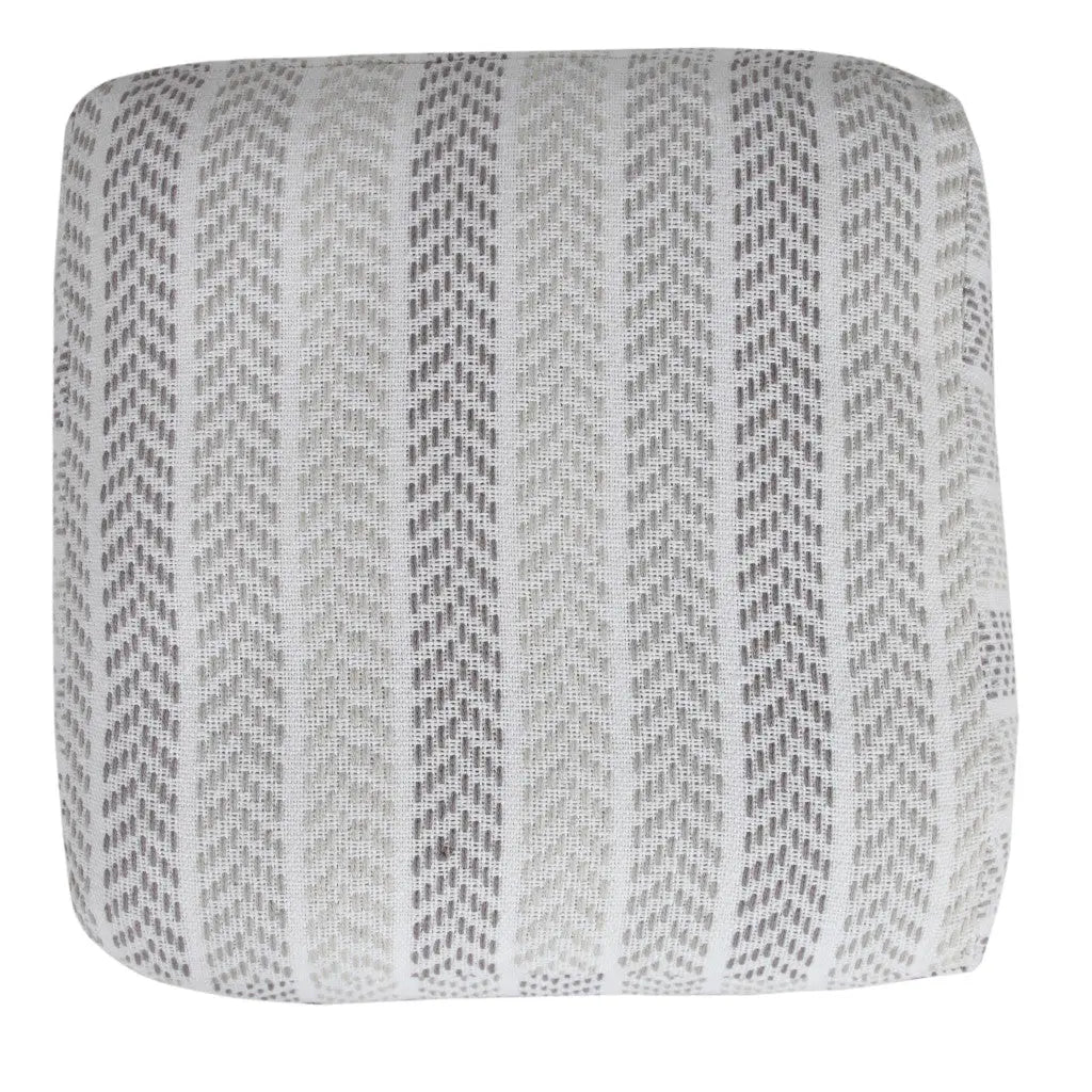 18" Gray And White Cotton Chevron Pouf Ottoman Homeroots Living Room
