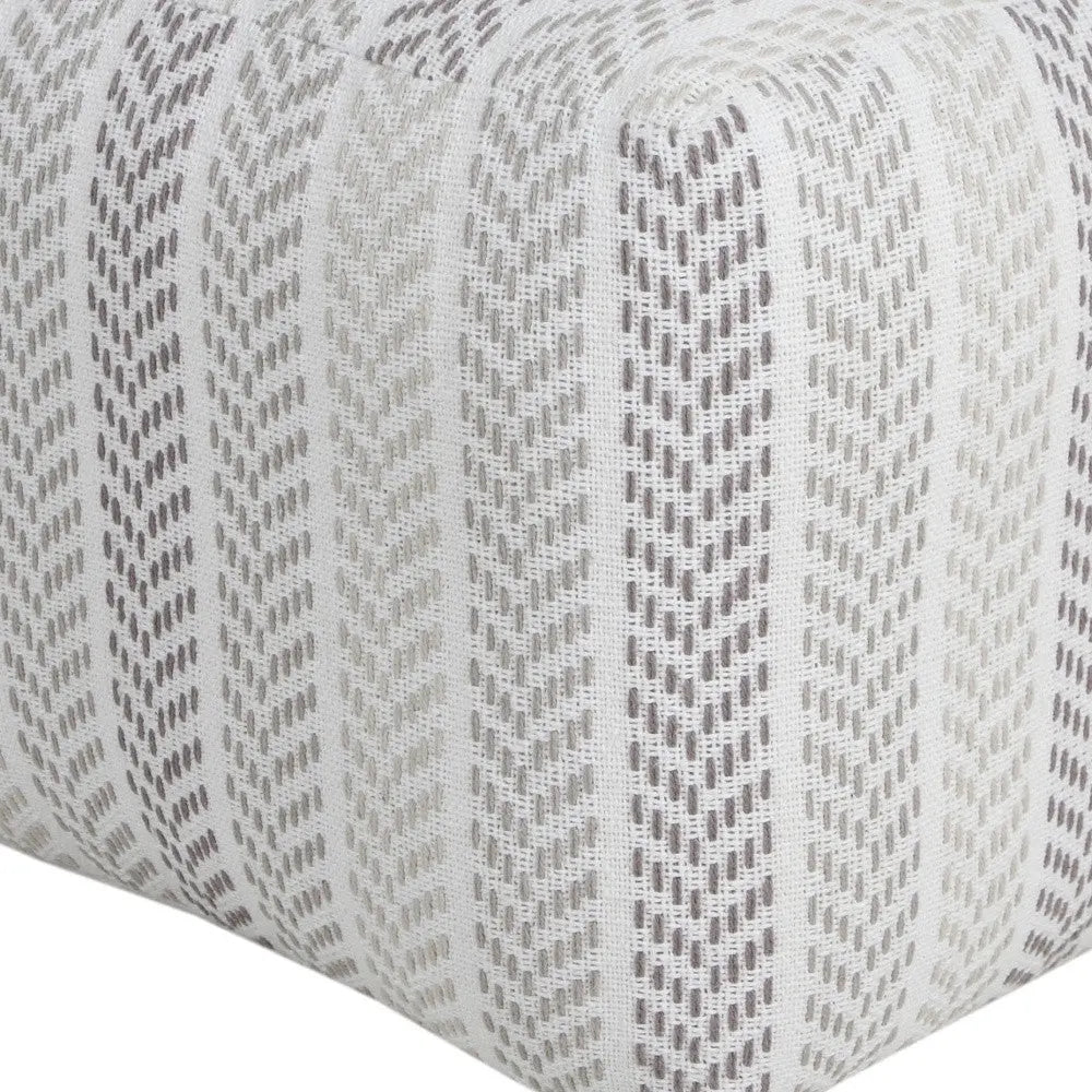18" Gray And White Cotton Chevron Pouf Ottoman Homeroots Living Room