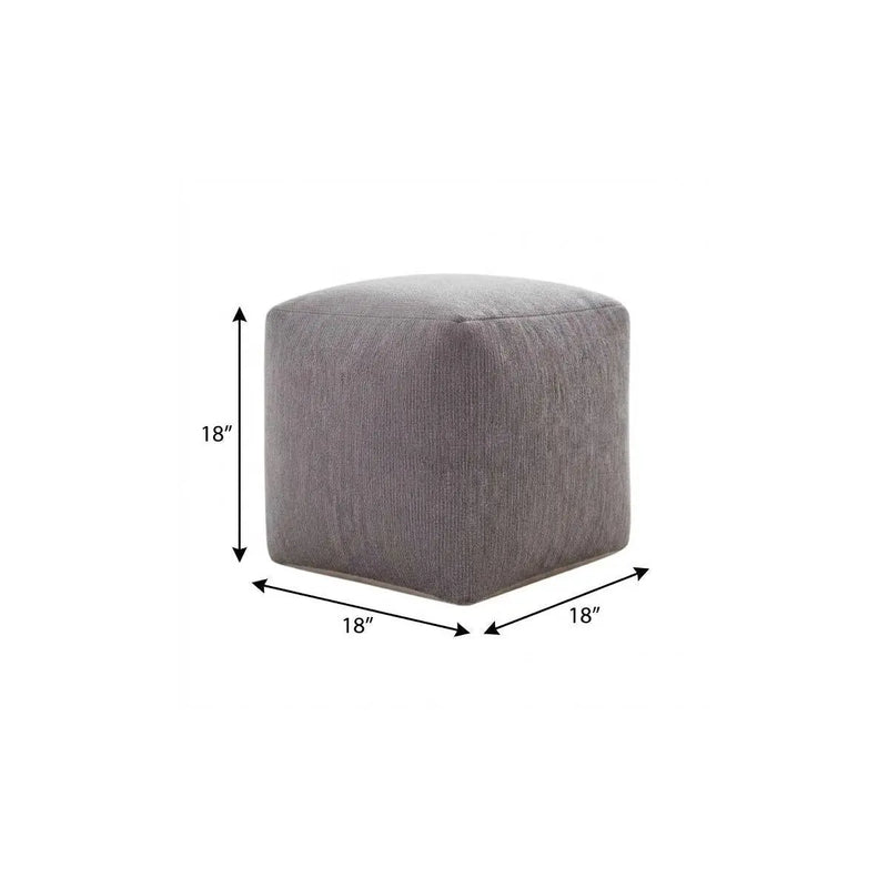 18" Gray Chenille Cube Pouf Ottoman Homeroots Living Room