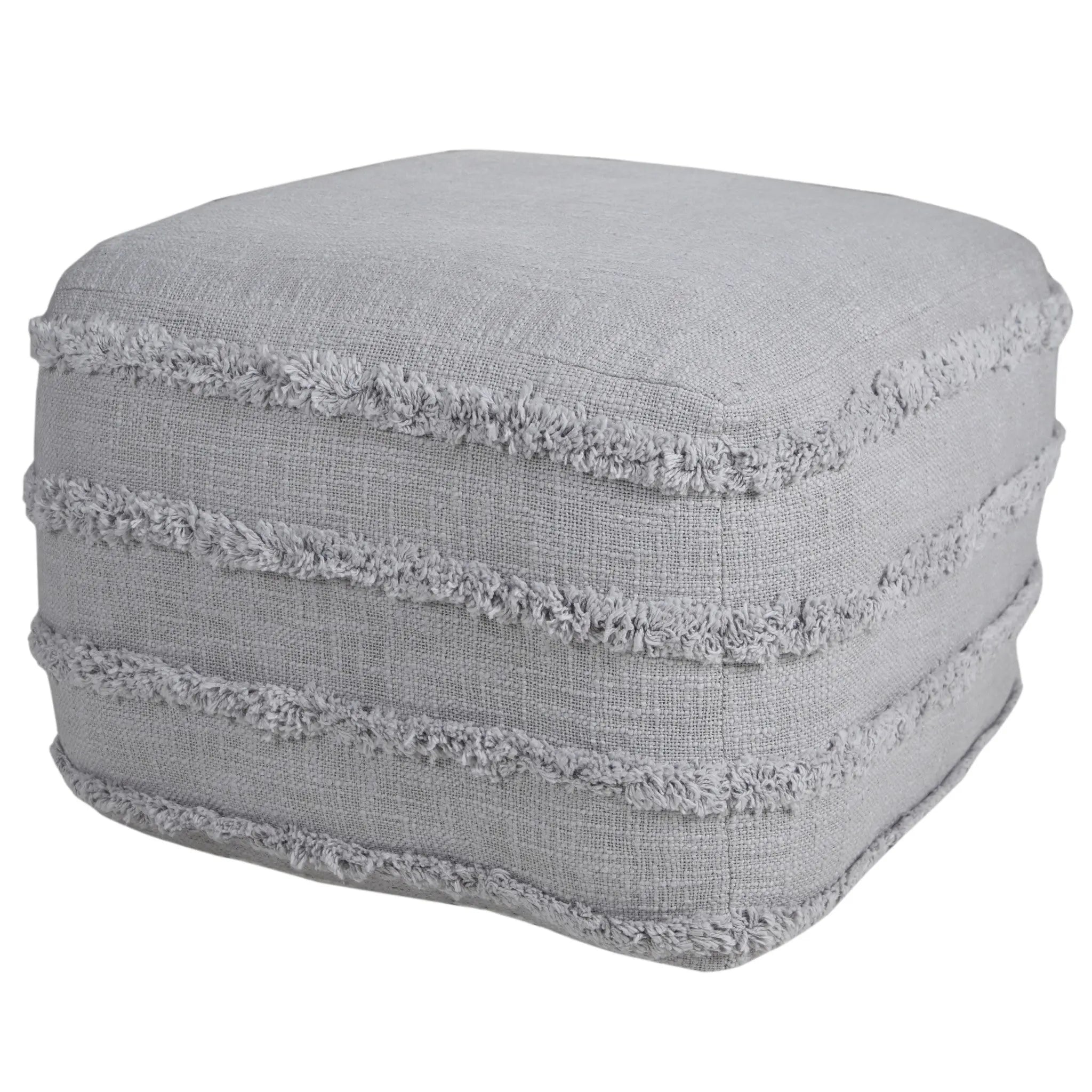 18" Gray Cotton Striped Pouf Ottoman Homeroots Living Room