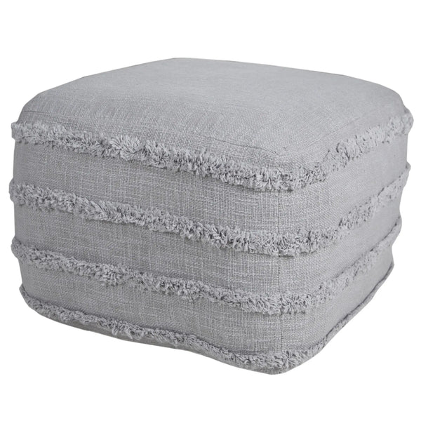 18" Gray Cotton Striped Pouf Ottoman Homeroots Living Room