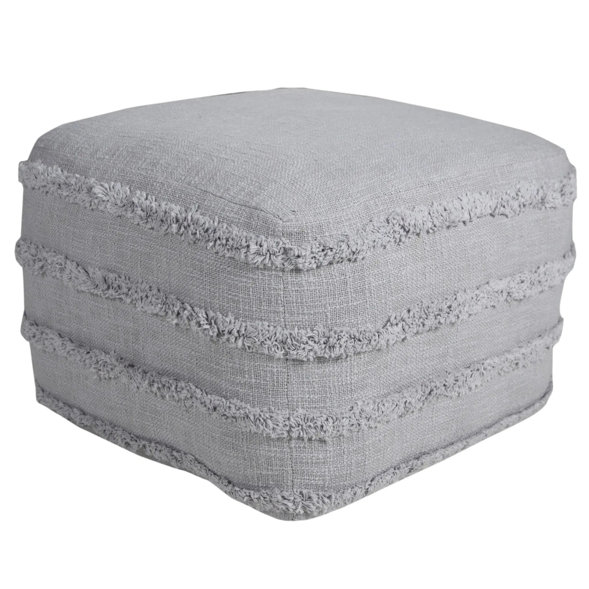18" Gray Cotton Striped Pouf Ottoman Homeroots Living Room