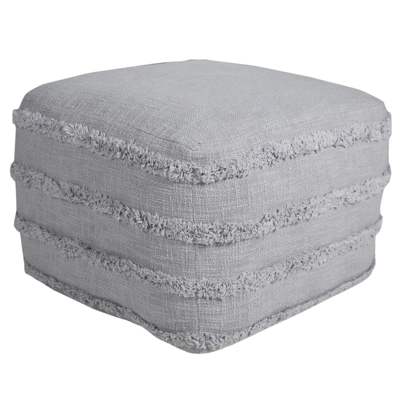 18" Gray Cotton Striped Pouf Ottoman Homeroots Living Room