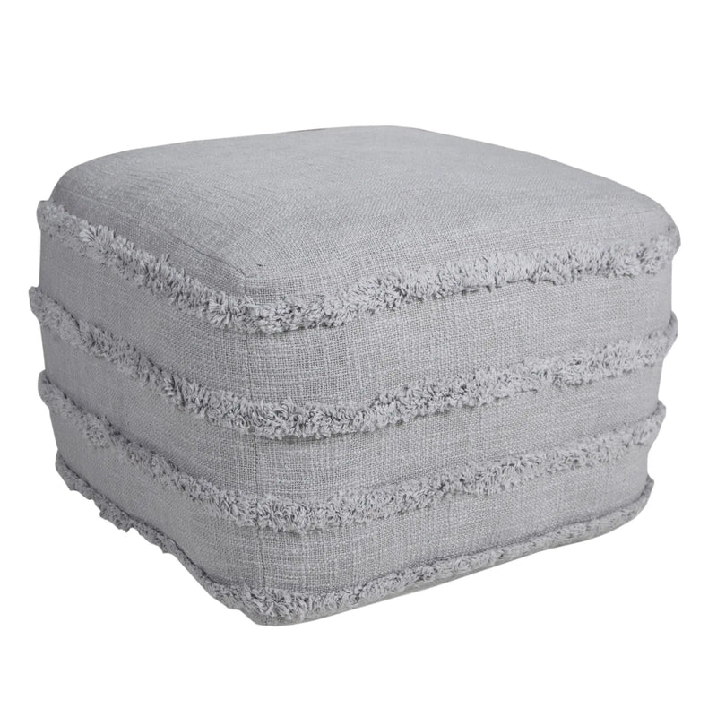18" Gray Cotton Striped Pouf Ottoman Homeroots Living Room