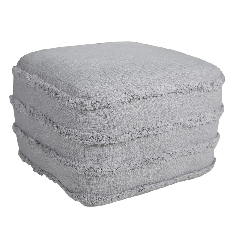 18" Gray Cotton Striped Pouf Ottoman Homeroots Living Room