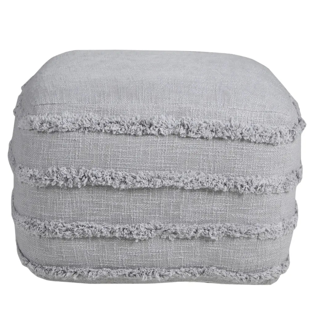 18" Gray Cotton Striped Pouf Ottoman Homeroots Living Room