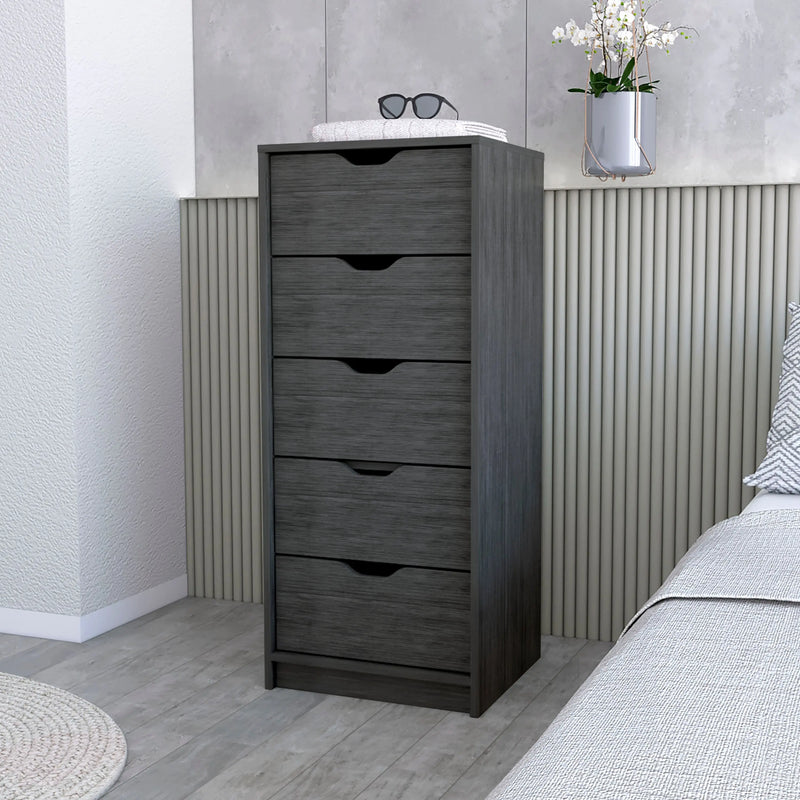 18" Gray Wood Five Drawer Dresser Homeroots Bed & Bath