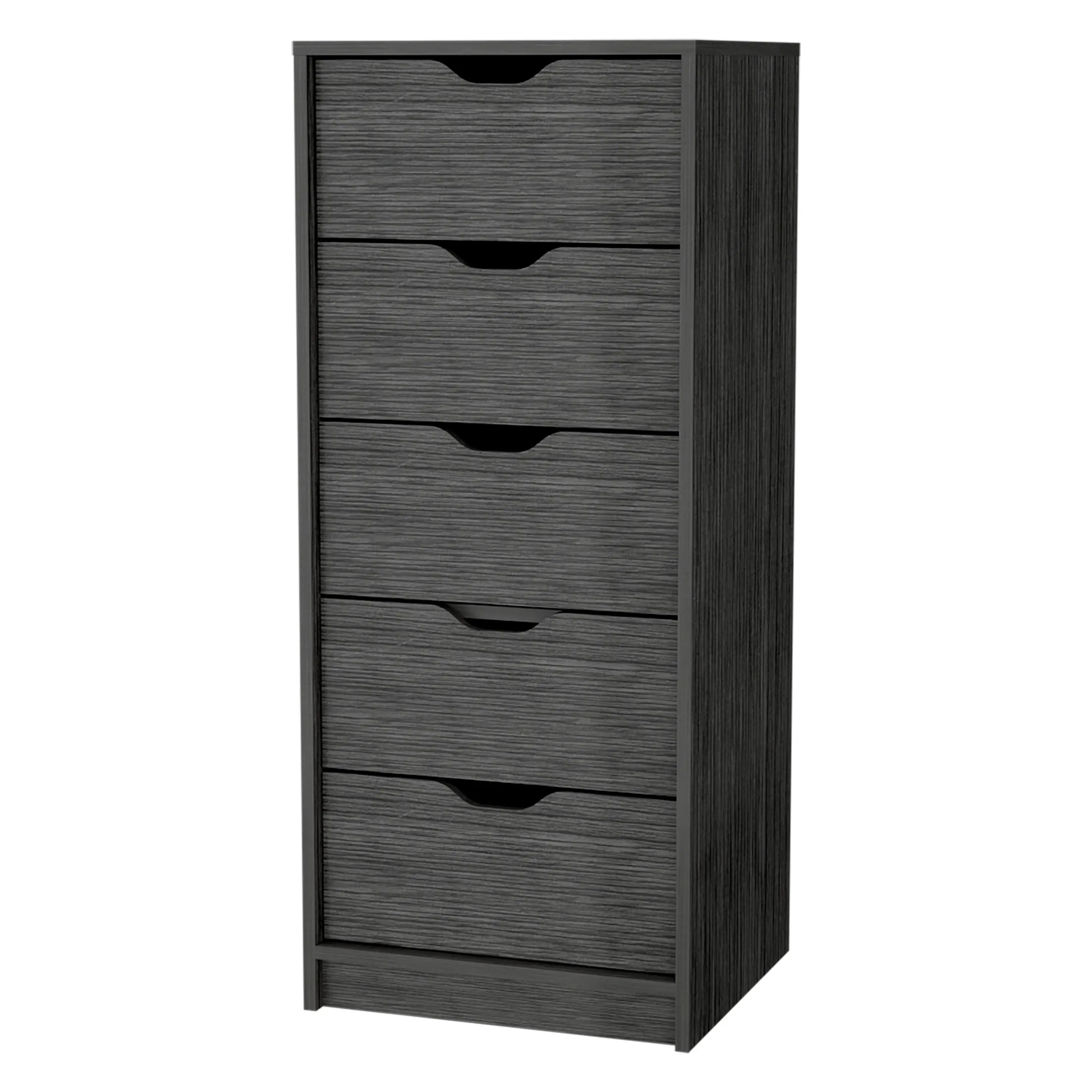 18" Gray Wood Five Drawer Dresser Homeroots Bed & Bath