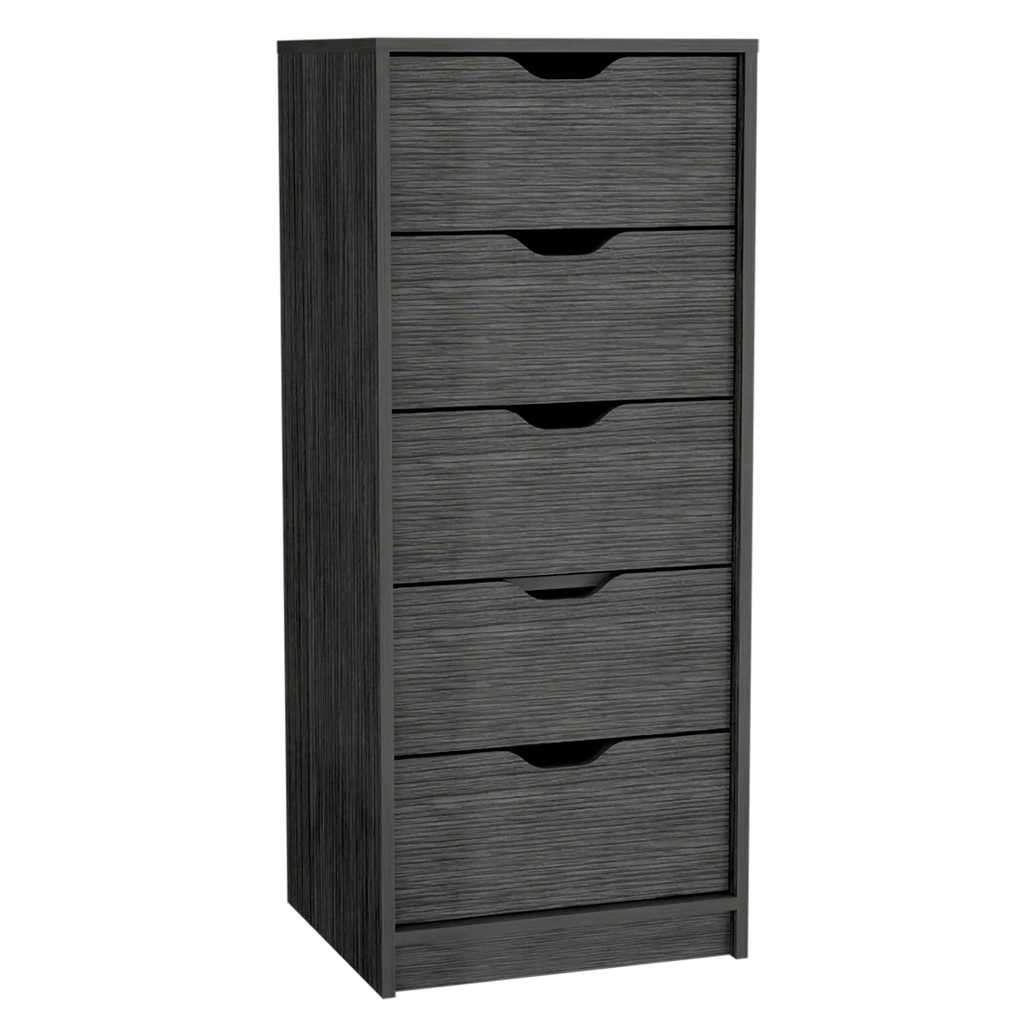 18" Gray Wood Five Drawer Dresser Homeroots Bed & Bath
