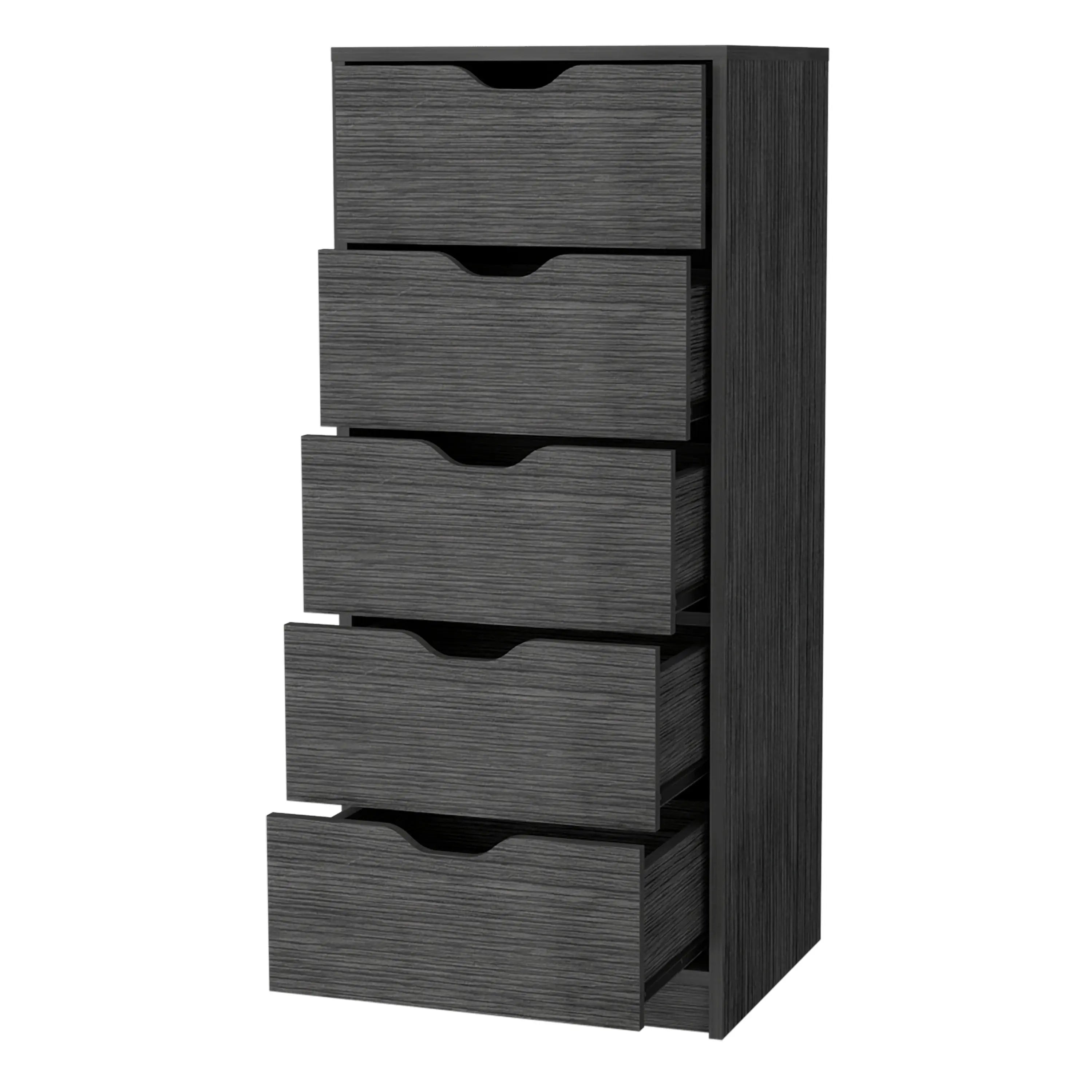 18" Gray Wood Five Drawer Dresser Homeroots Bed & Bath