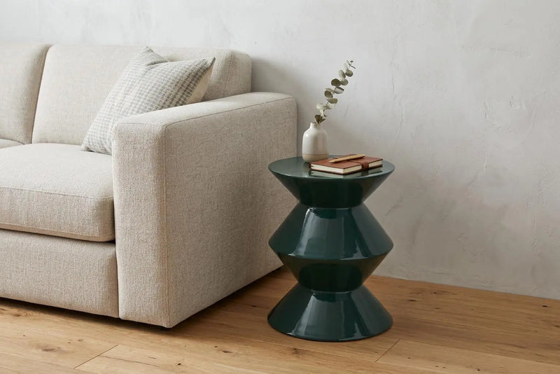 18" Green Wood Round Top Geo Pedestal End Table Homeroots Living Room