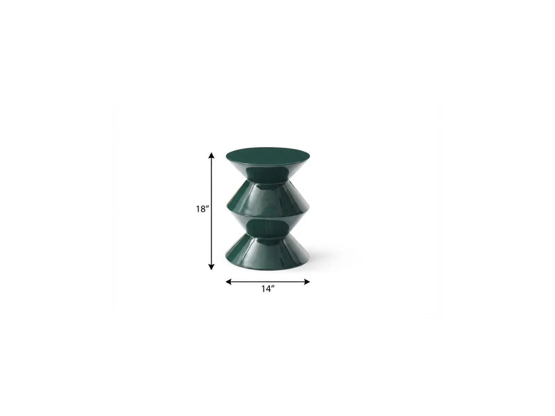 18" Green Wood Round Top Geo Pedestal End Table Homeroots Living Room
