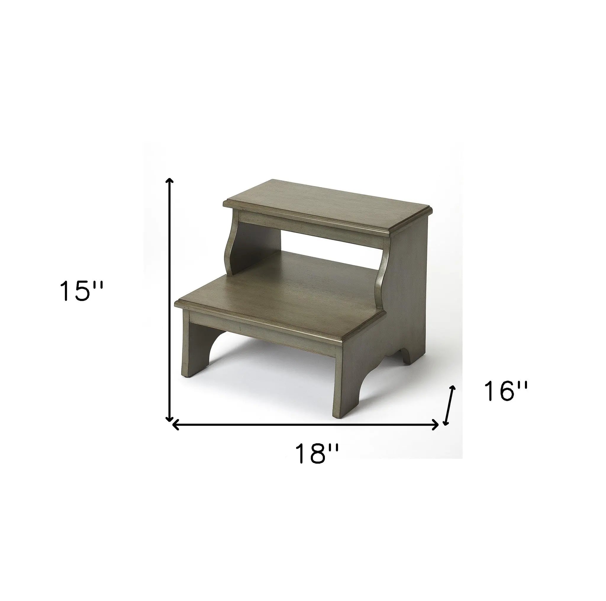 18" Handcrafted Silver Satin Step Stool - GreatEagleInc