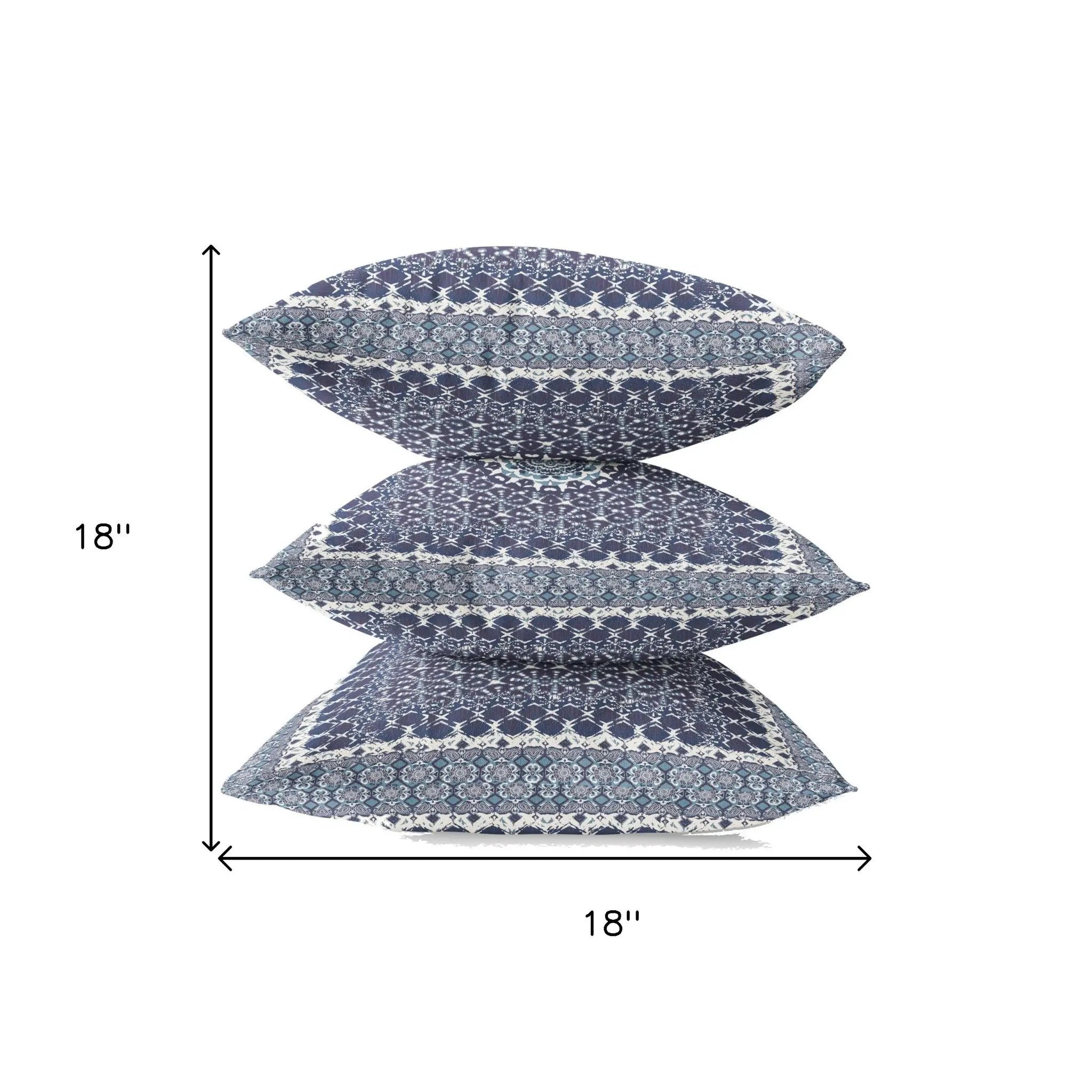 18” Indigo Blue Holy Floral Suede Throw Pillow Homeroots Home Decor