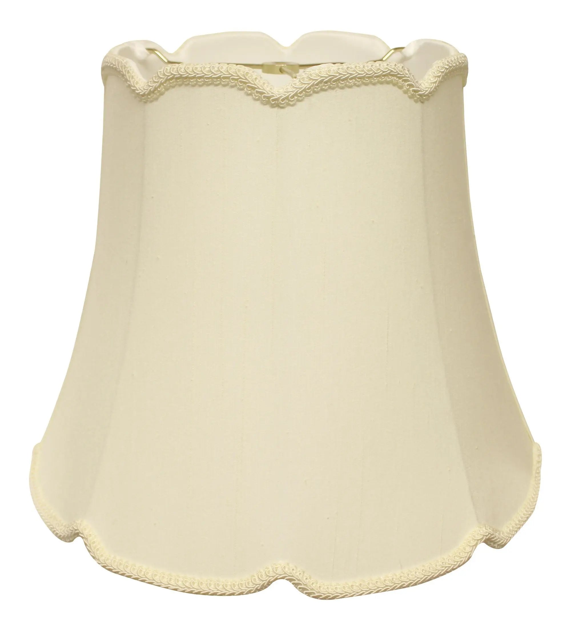 18" Ivory Empire Slanted Cylinder Scroll Edge Silk Lampshade Homeroots Lighting