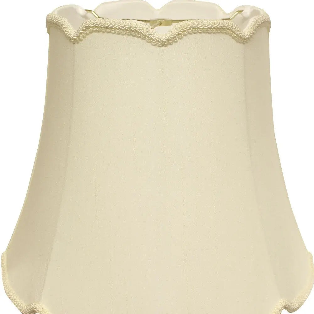 18" Ivory Empire Slanted Cylinder Scroll Edge Silk Lampshade Homeroots Lighting