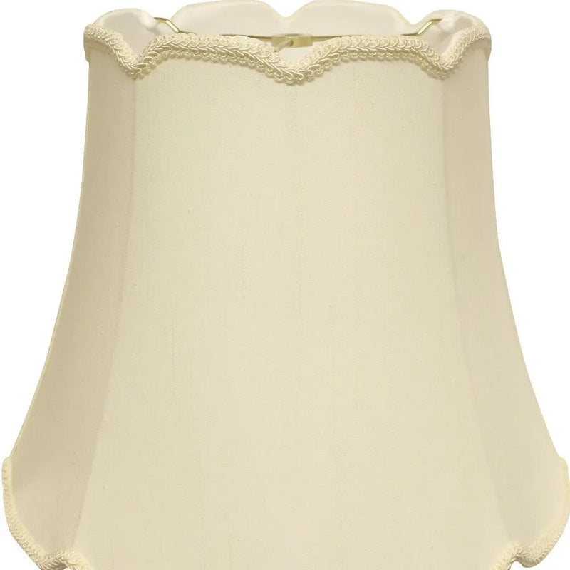18" Ivory Empire Slanted Cylinder Scroll Edge Silk Lampshade Homeroots Lighting