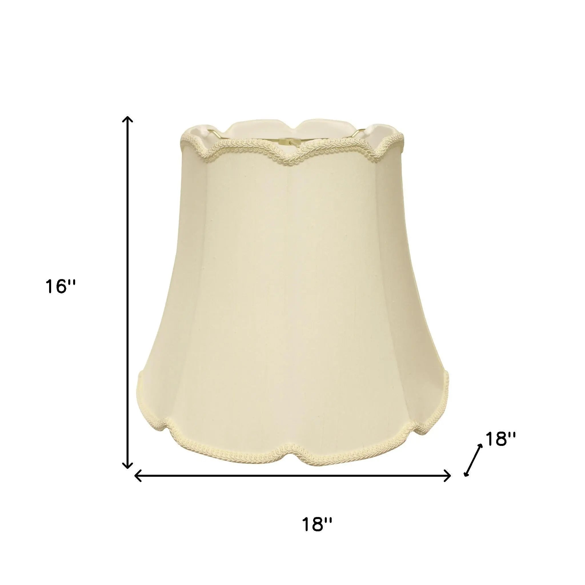 18" Ivory Empire Slanted Cylinder Scroll Edge Silk Lampshade Homeroots Lighting
