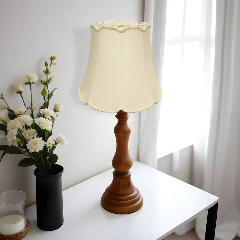 18" Ivory Empire Slanted Cylinder Scroll Edge Silk Lampshade Homeroots Lighting