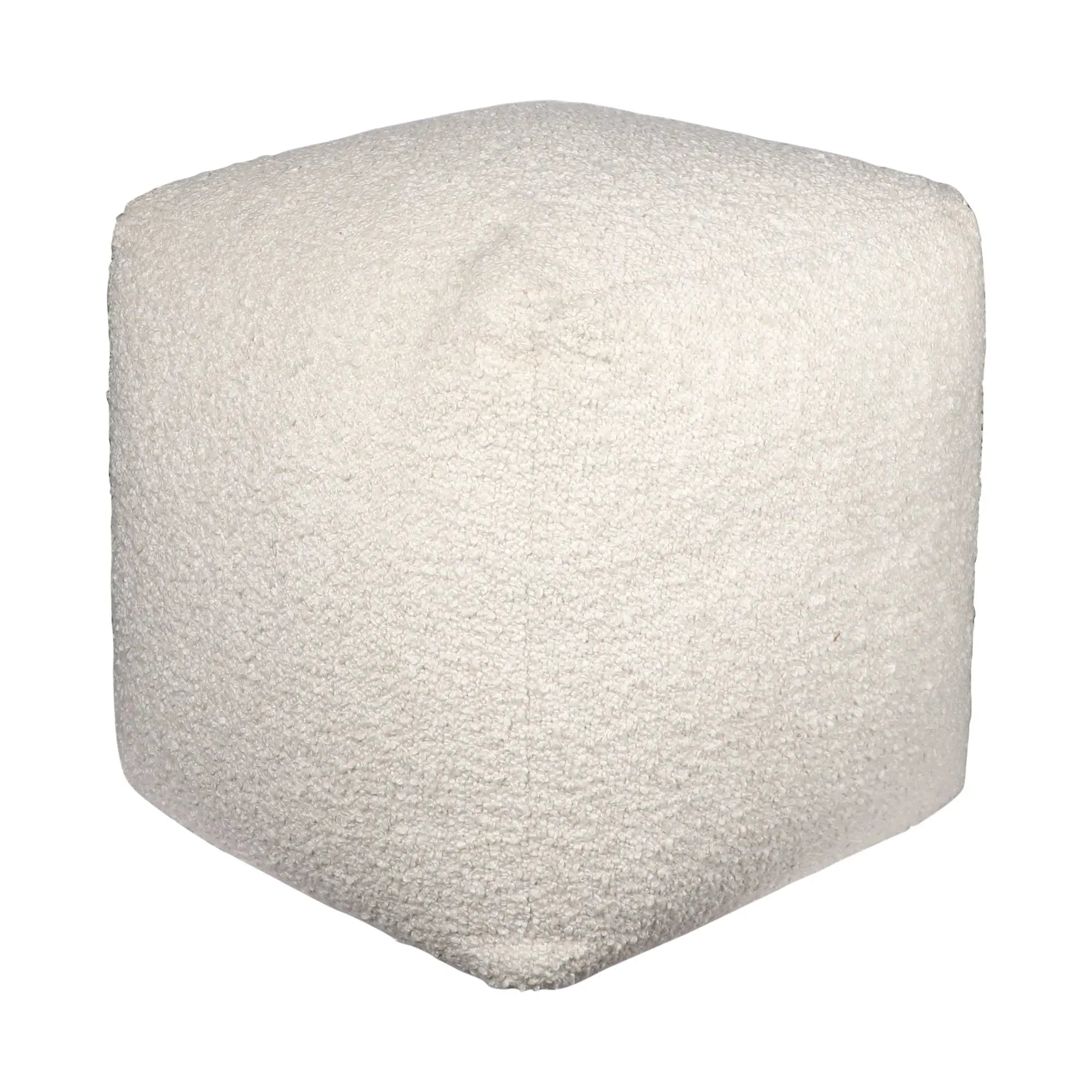 18" Ivory Polyester Cube Outdoor Pouf Ottoman Homeroots Outdoor