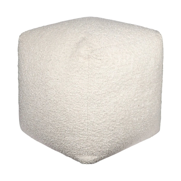 18" Ivory Polyester Cube Outdoor Pouf Ottoman Homeroots Outdoor