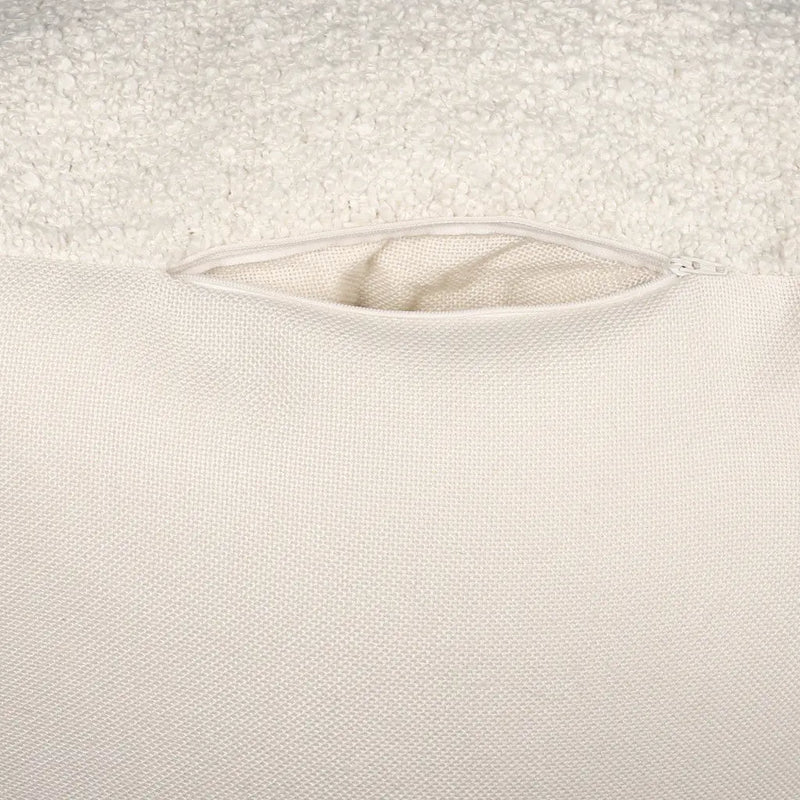 18" Ivory Polyester Cube Outdoor Pouf Ottoman Homeroots Outdoor