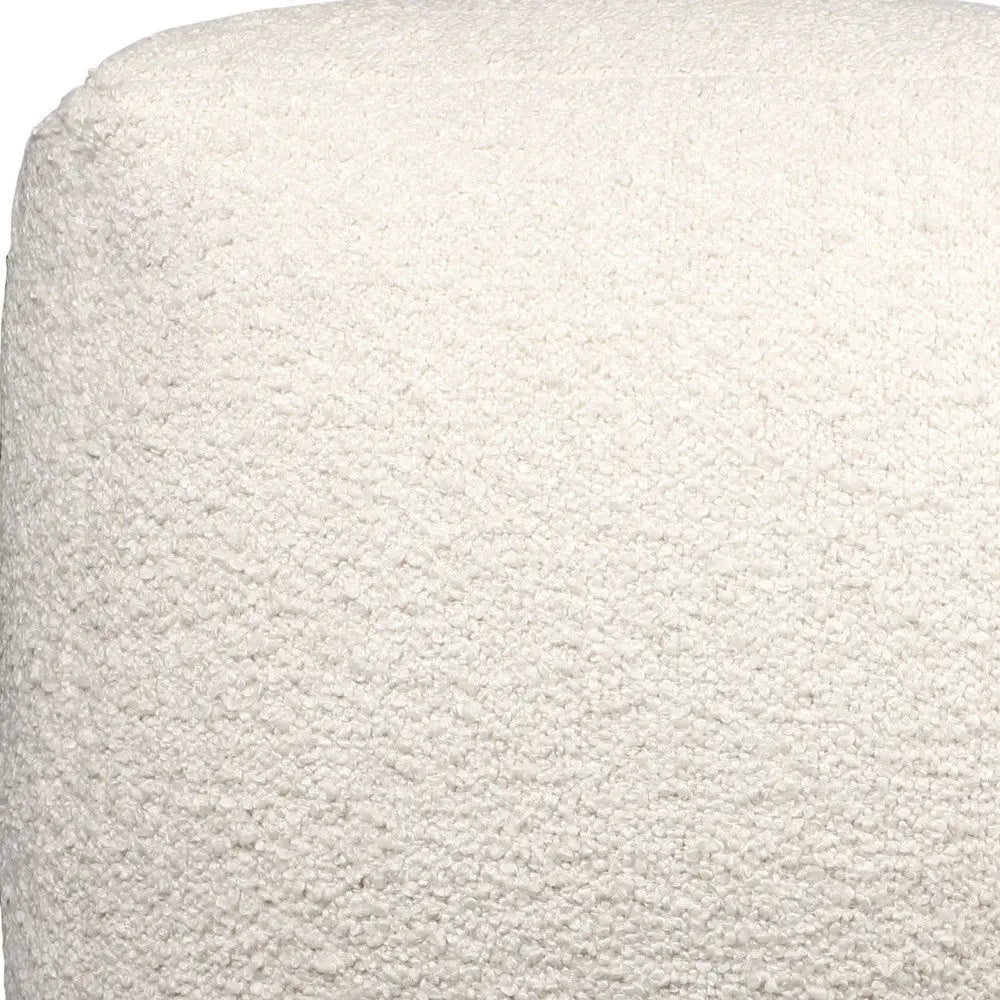 18" Ivory Polyester Cube Outdoor Pouf Ottoman Homeroots Outdoor