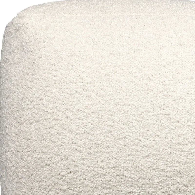 18" Ivory Polyester Cube Outdoor Pouf Ottoman Homeroots Outdoor