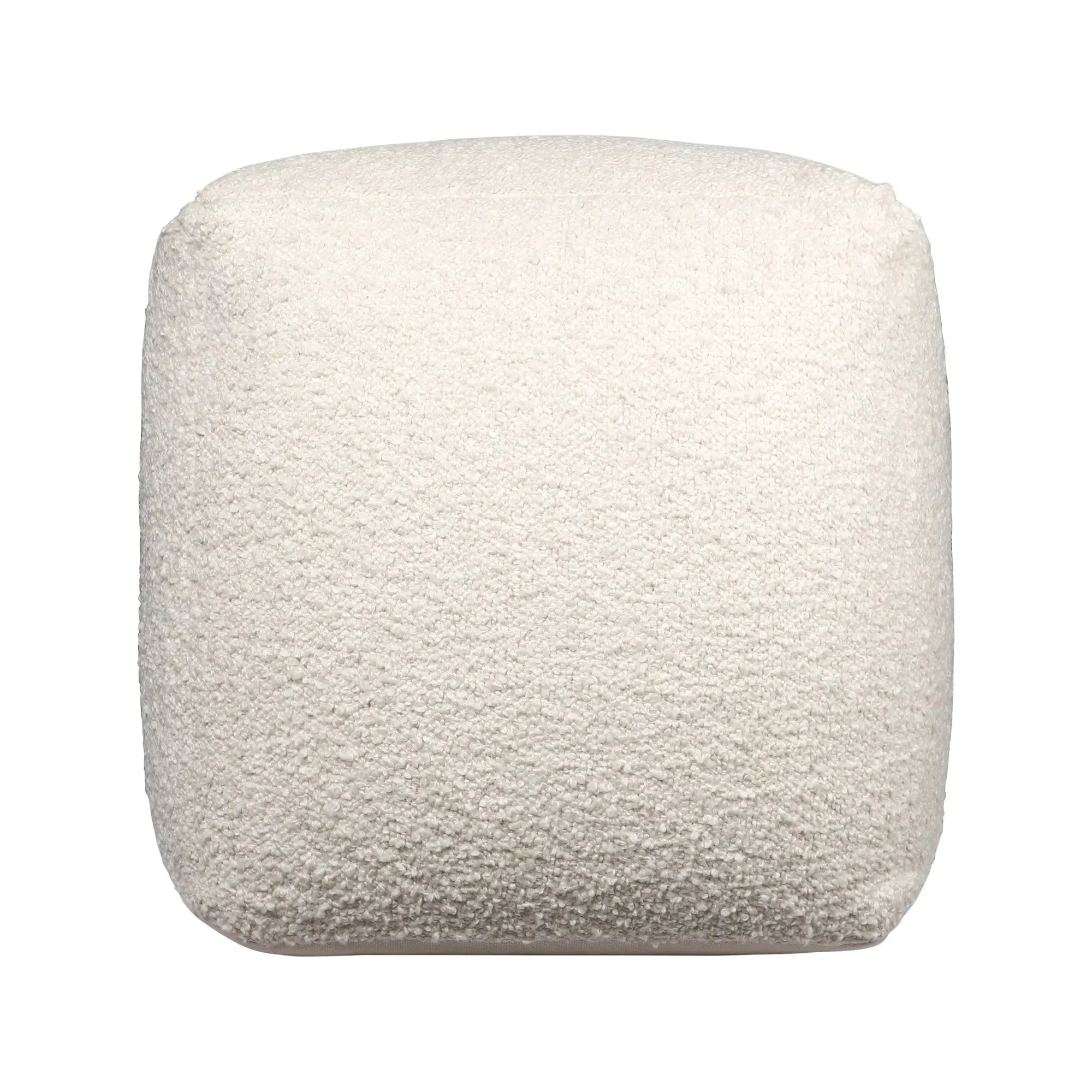 18" Ivory Polyester Cube Outdoor Pouf Ottoman Homeroots Outdoor