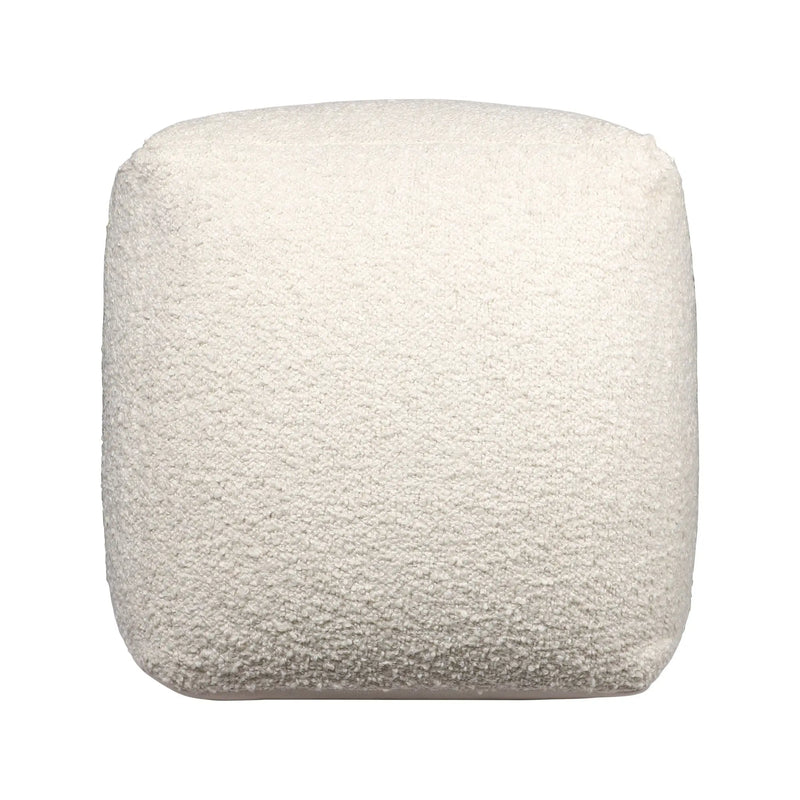 18" Ivory Polyester Cube Outdoor Pouf Ottoman Homeroots Outdoor