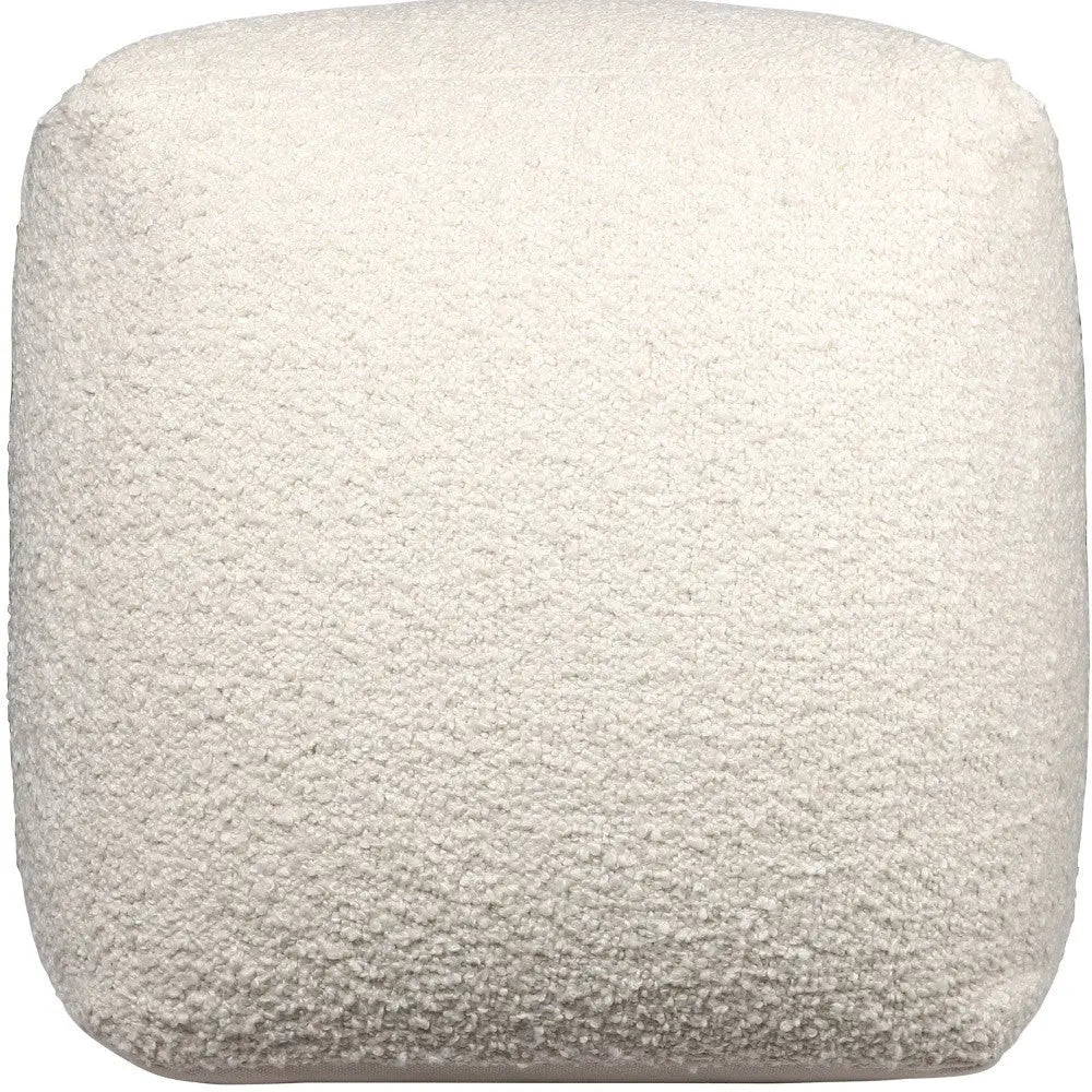 18" Ivory Polyester Cube Outdoor Pouf Ottoman Homeroots Outdoor