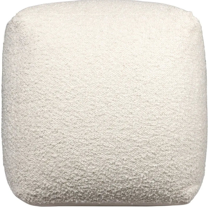 18" Ivory Polyester Cube Outdoor Pouf Ottoman Homeroots Outdoor