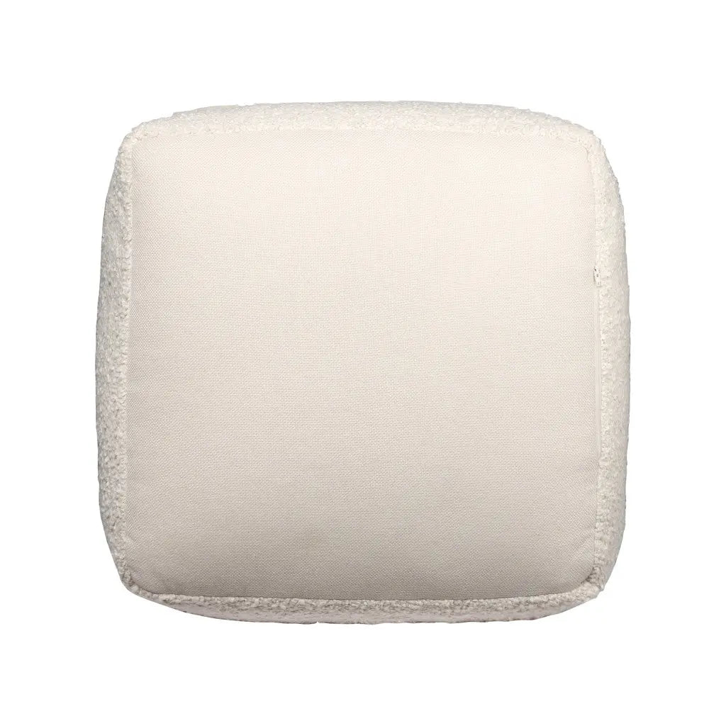 18" Ivory Polyester Cube Outdoor Pouf Ottoman Homeroots Outdoor