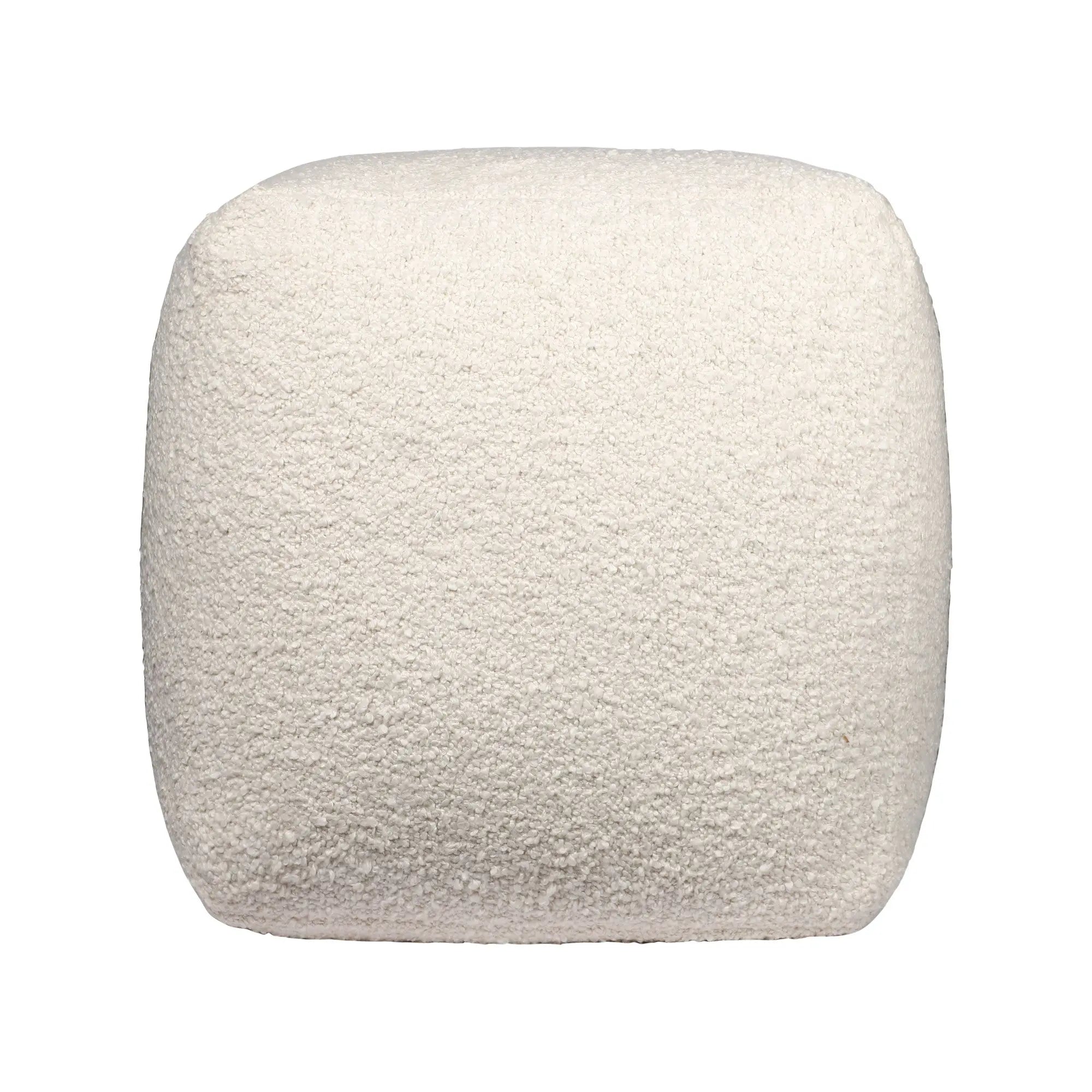 18" Ivory Polyester Cube Outdoor Pouf Ottoman Homeroots Outdoor