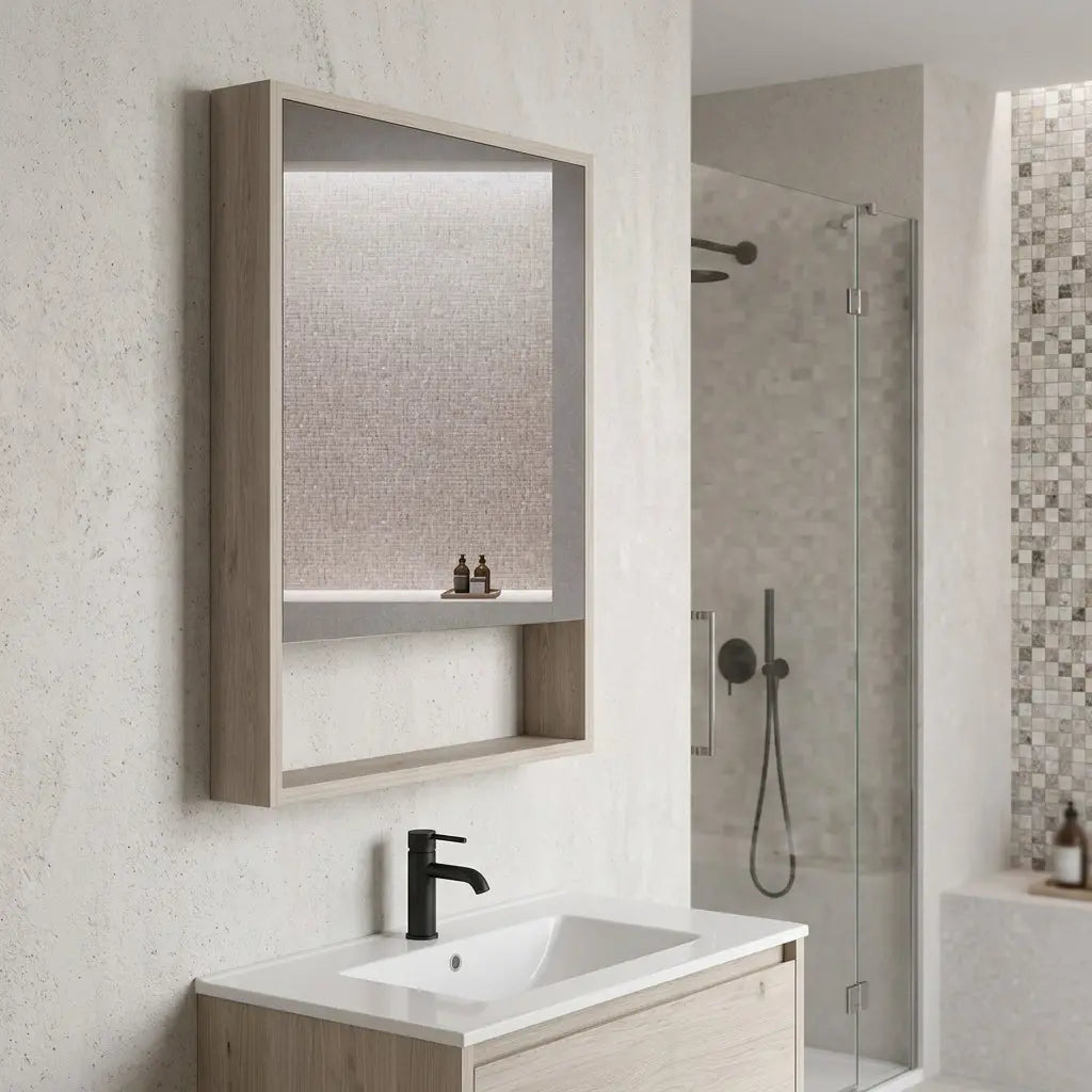 18" Light Gray Wood Floating Single Door Bathroom Vanity And Medicine Cabinet With Mirror Homeroots Bed & Bath