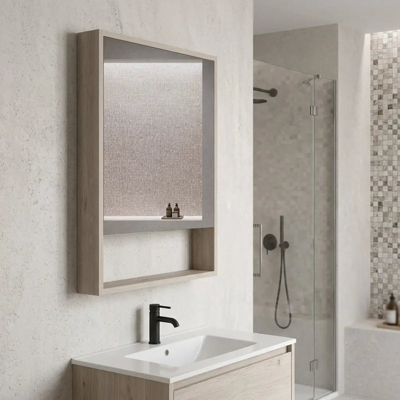 18" Light Gray Wood Floating Single Door Bathroom Vanity And Medicine Cabinet With Mirror Homeroots Bed & Bath