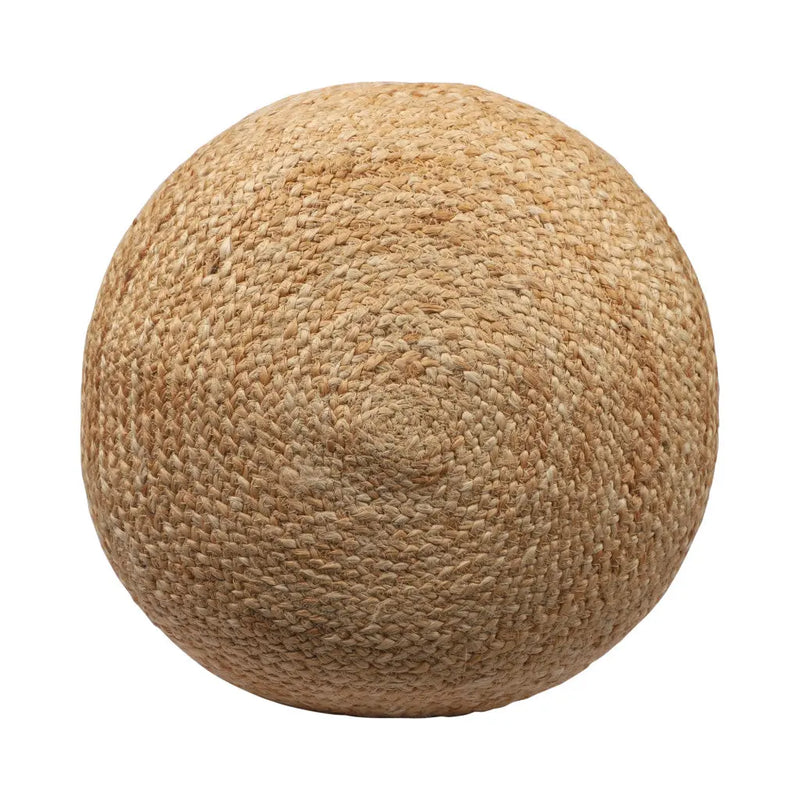 18" Natural And Gray Jute Blend Cylinder Striped Pouf Ottoman Homeroots Living Room