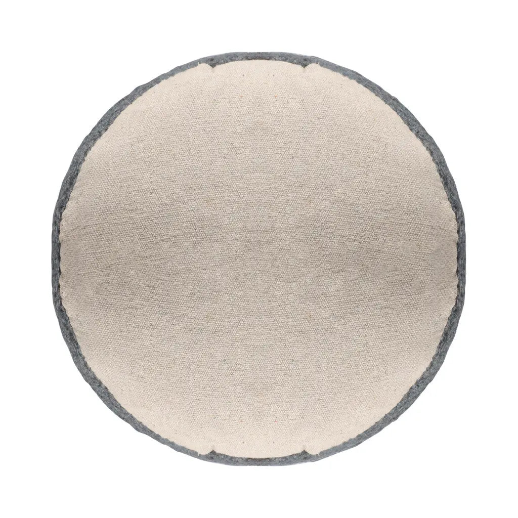 18" Natural And Gray Jute Blend Cylinder Striped Pouf Ottoman Homeroots Living Room