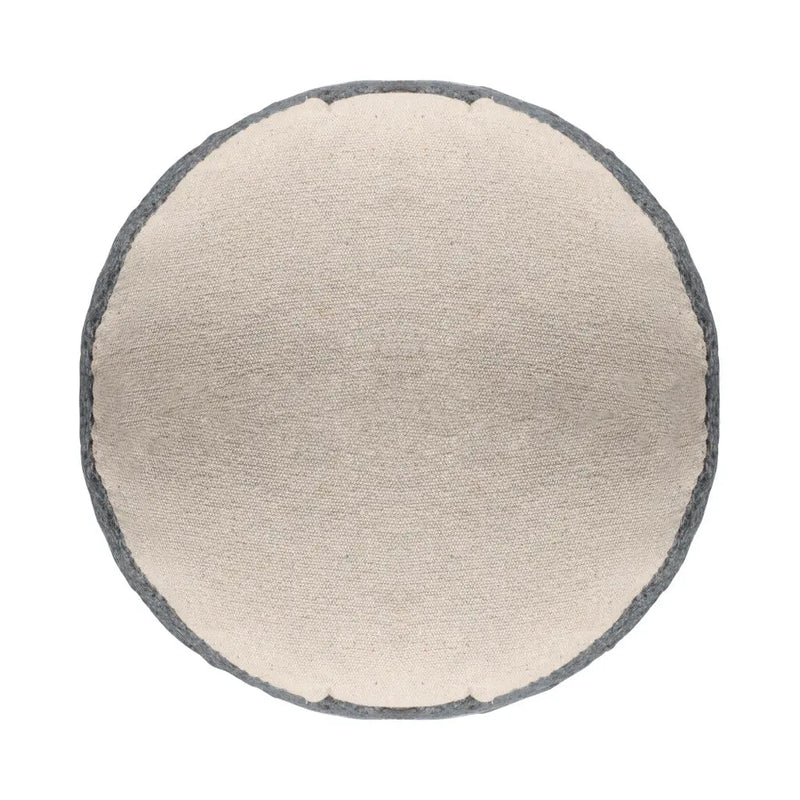 18" Natural And Gray Jute Blend Cylinder Striped Pouf Ottoman Homeroots Living Room